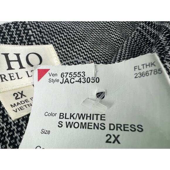 Soho Apparel Dress Plus 2X Sheath Black White Round Neck Women Career Work New - Picture 5 of 9